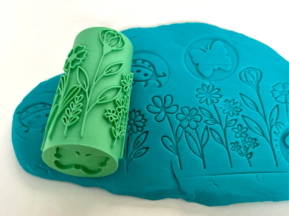 Rouleau pour pâte à modeler – Thème jardin 🌱🌷