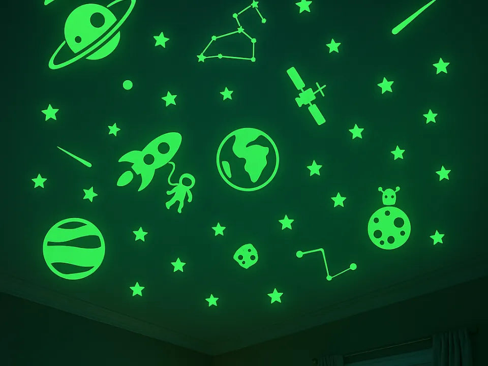 Ensemble de 20 silhouettes spatiales phosphorescentes 🚀🌙✨